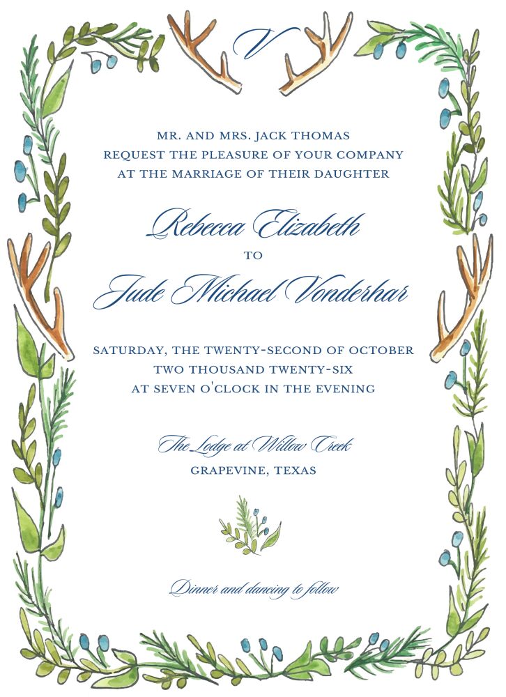 Antlers and Greenery Invitation