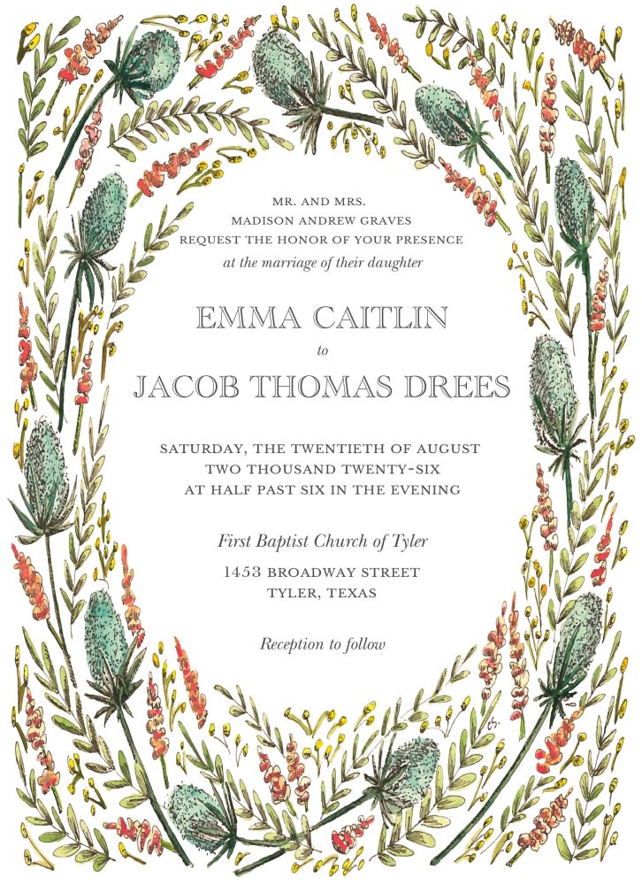 Colored Thistle Invite Invitation