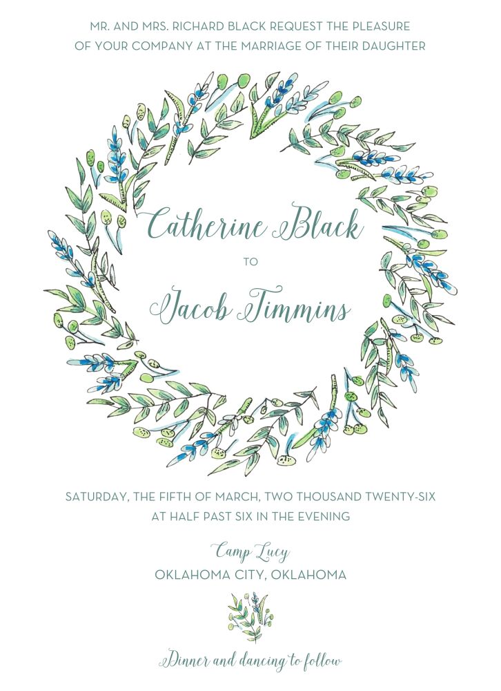 Blue and Green Floral Invitation