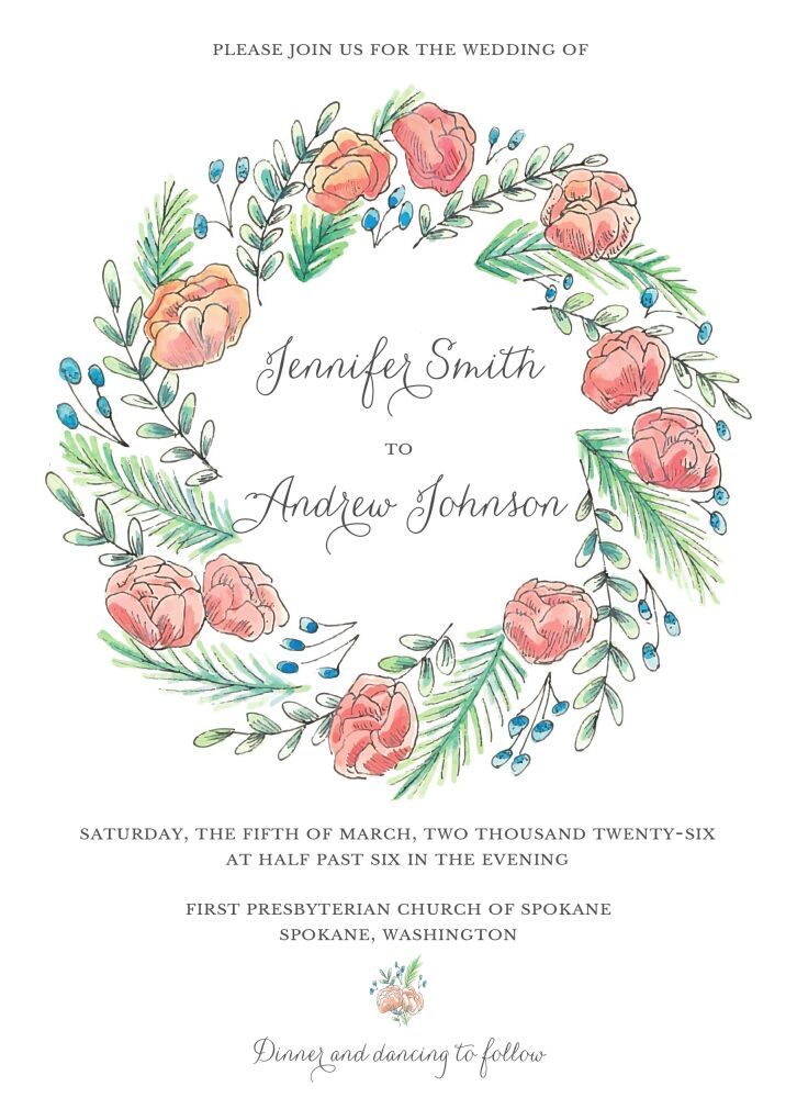 Peony Wreath Invitation
