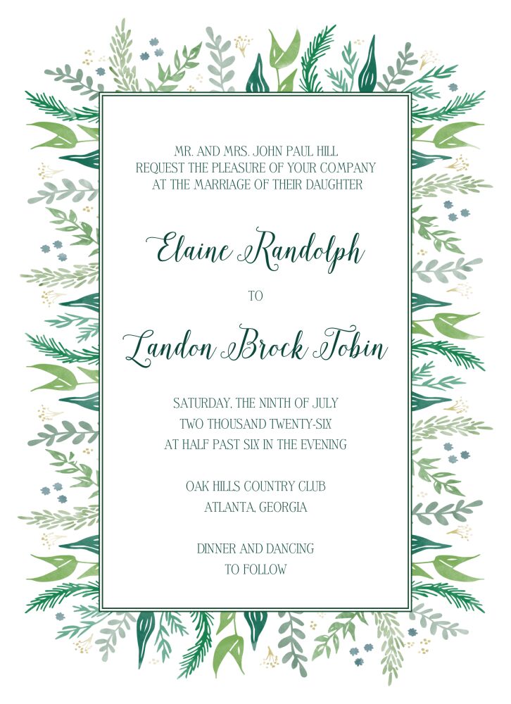 Watercolor Foliage Invitation