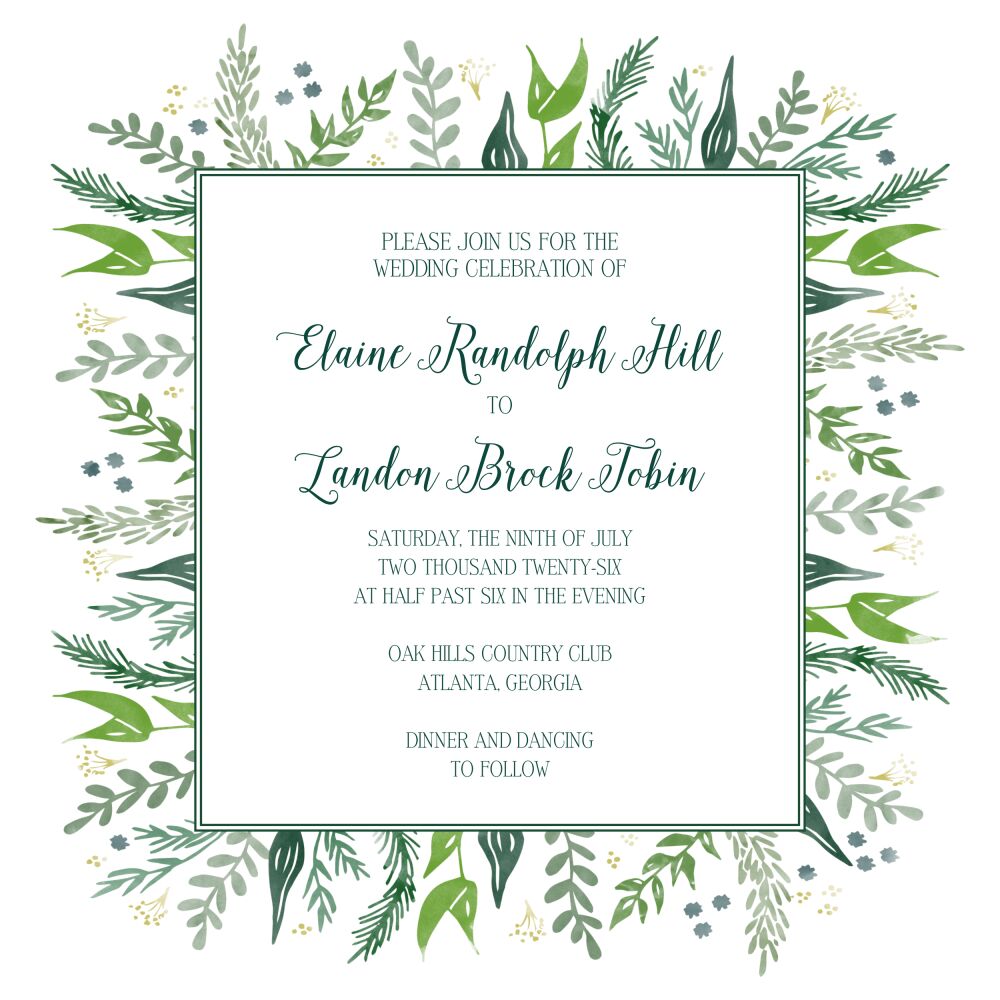 Watercolor Foliage Invitation