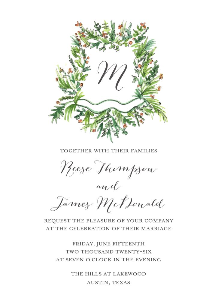 Lush Crest Invitation