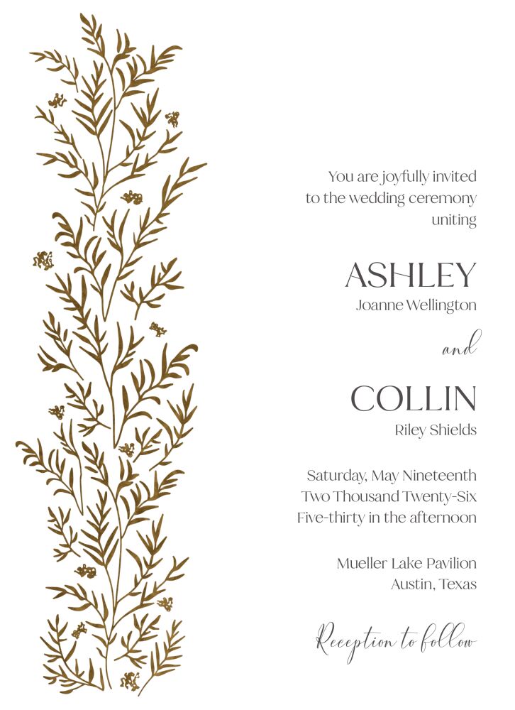 Foiled Myrtle Foil Pressed Invitation