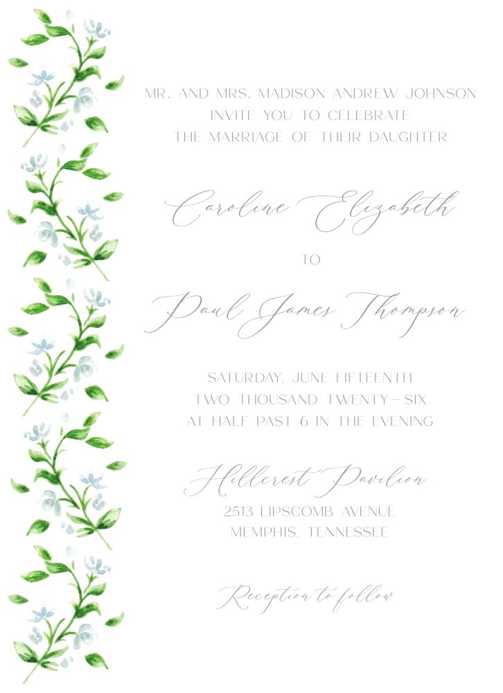 White Greenery Invitation