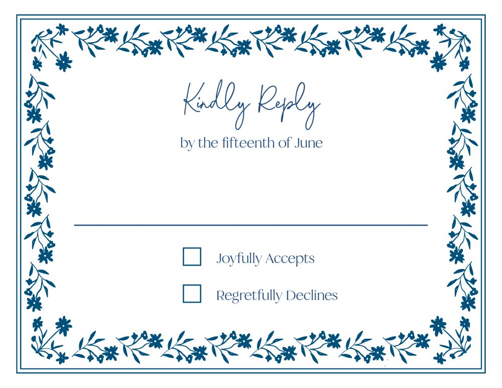 Solid Floral Border Reply Card