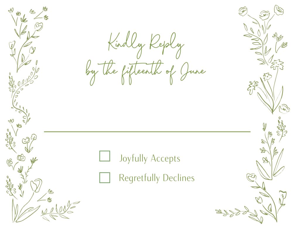 Floral Linework Reply Card