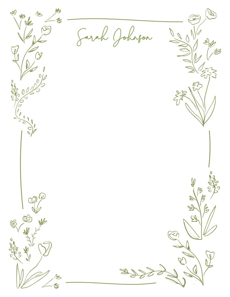 Floral Linework Flat Note