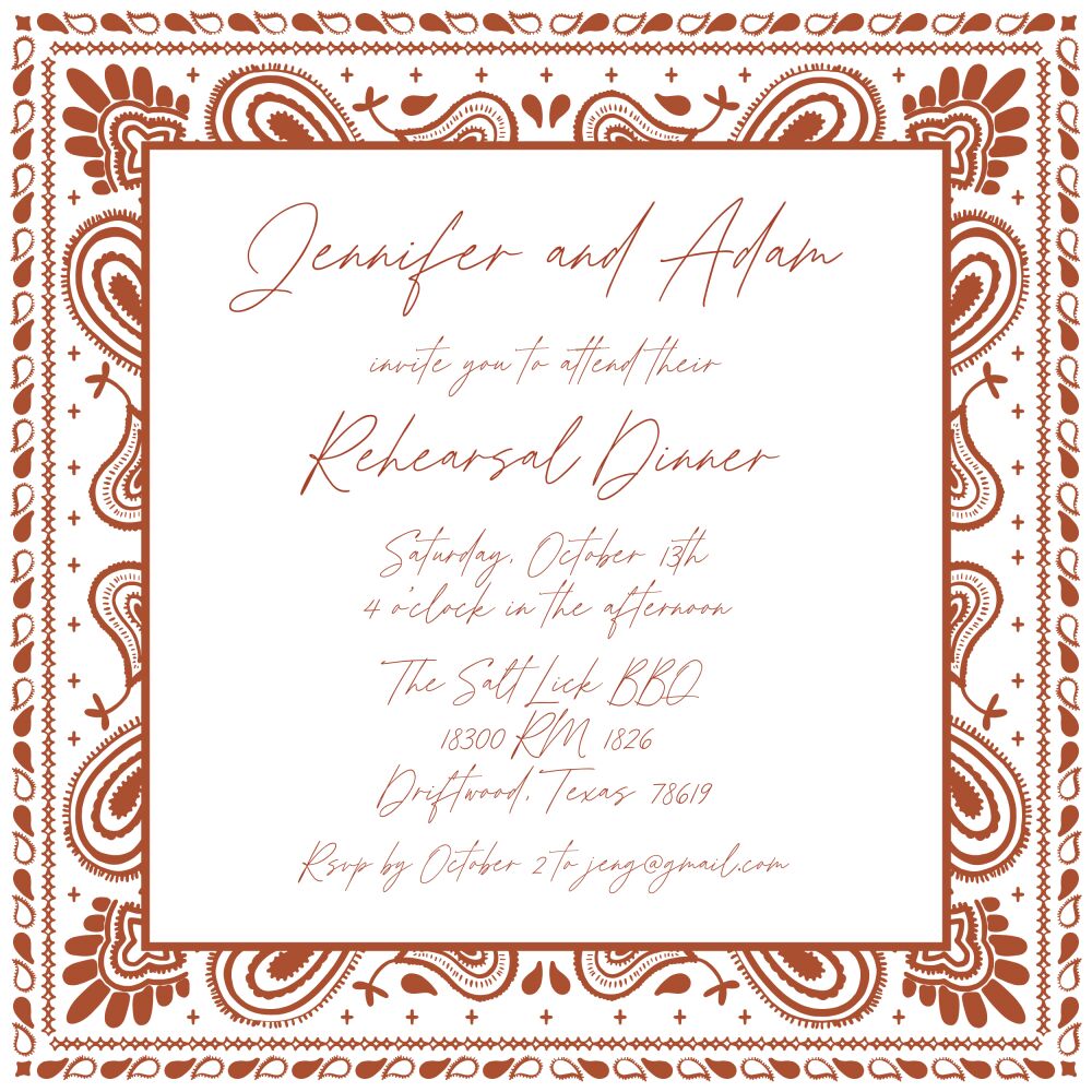 Paisley Bandana Invitation