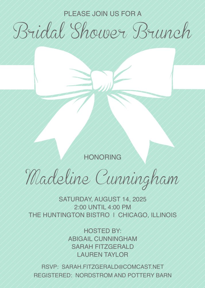 Beautiful Bridal Bow Shower Invitation 