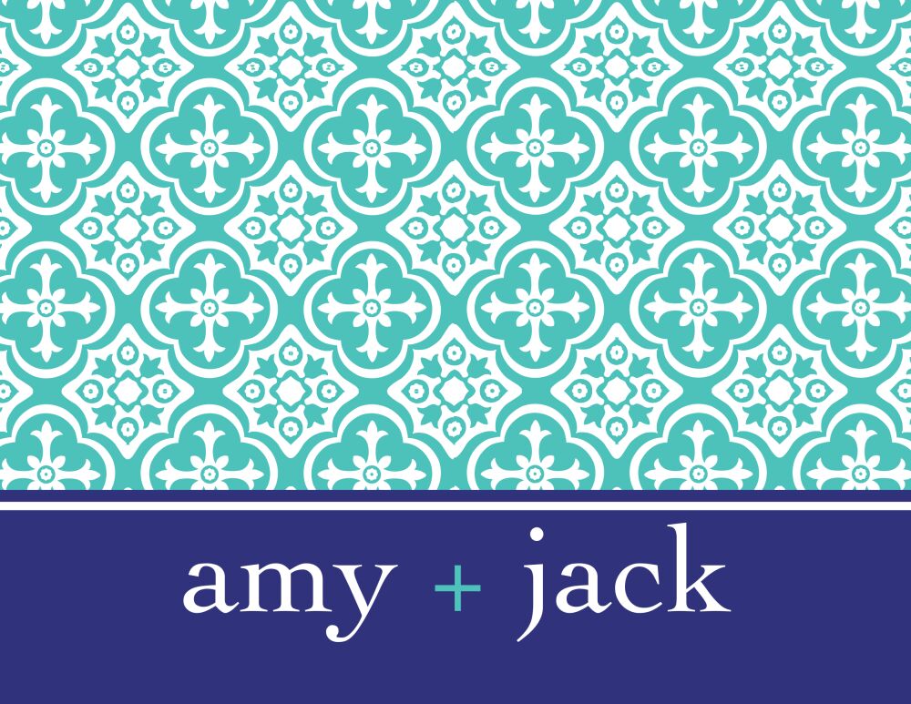 Turquoise and Navy Folded Note 