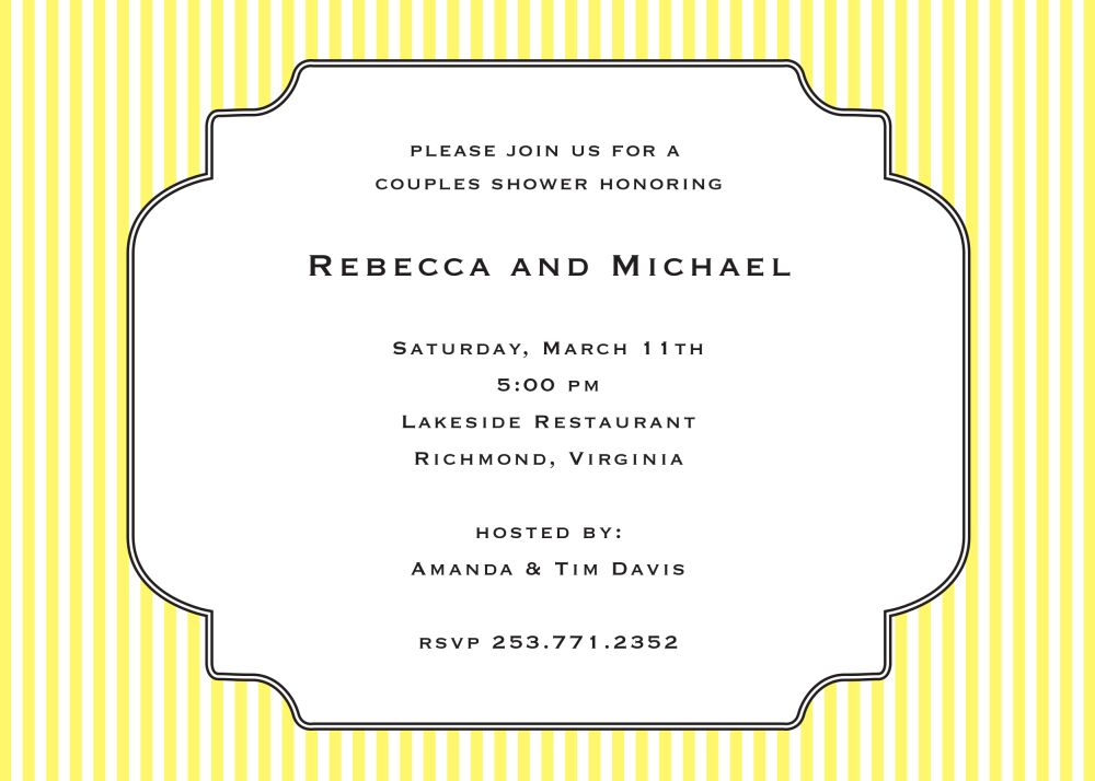 Elegant Yellow Pinstripe Invitation 