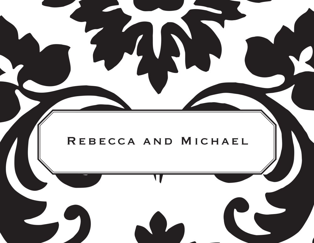 Bold Black Damask Folded Note 