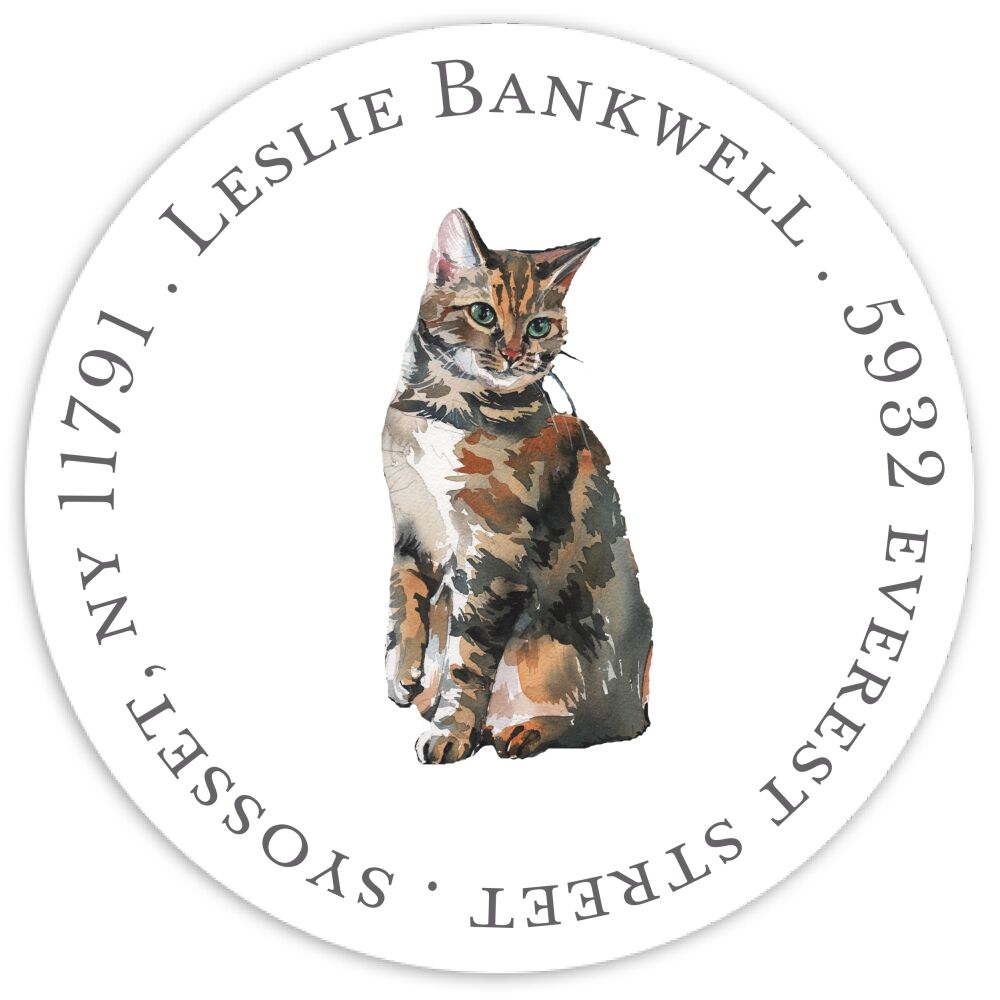Cat Fancy Round Address Sticky - Click Personalize to Choose from Many Breeds
