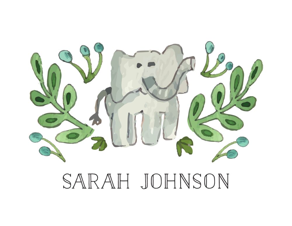 Jungle Friends (Elephant) Folded Note