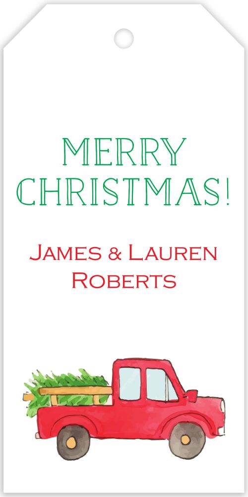 Christmas Tree Truck Hanging Gift Tag