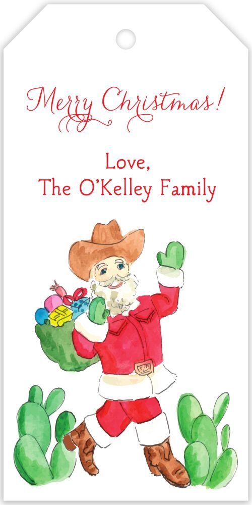 Cowboy Santa Hanging Gift Tag