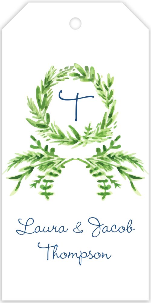 Watercolor Greenery Wreath Hanging Gift Tag