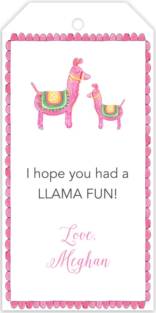Pink Llamas Hanging Gift Tag