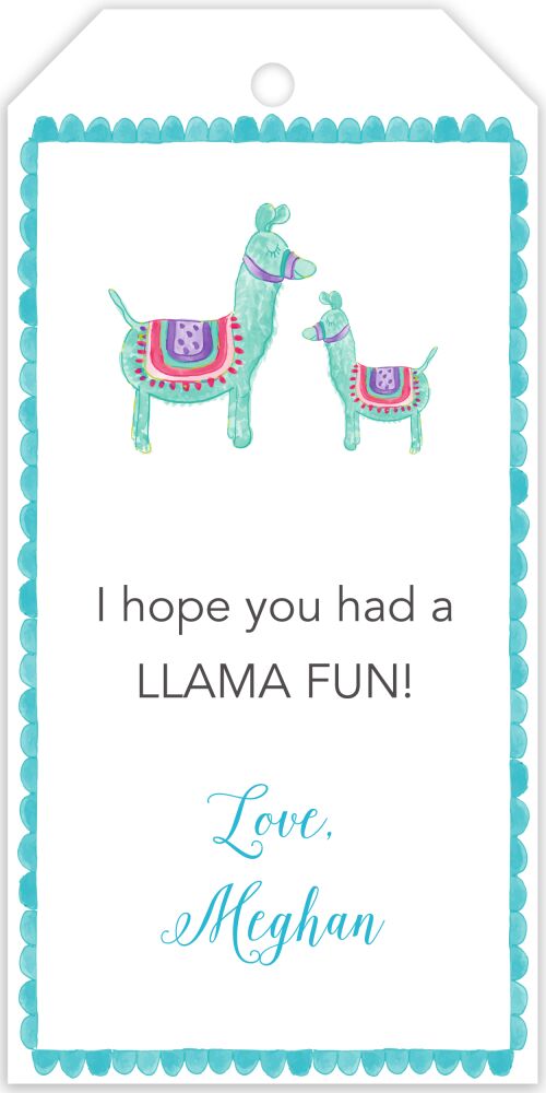 Blue Llamas Hanging Gift Tag