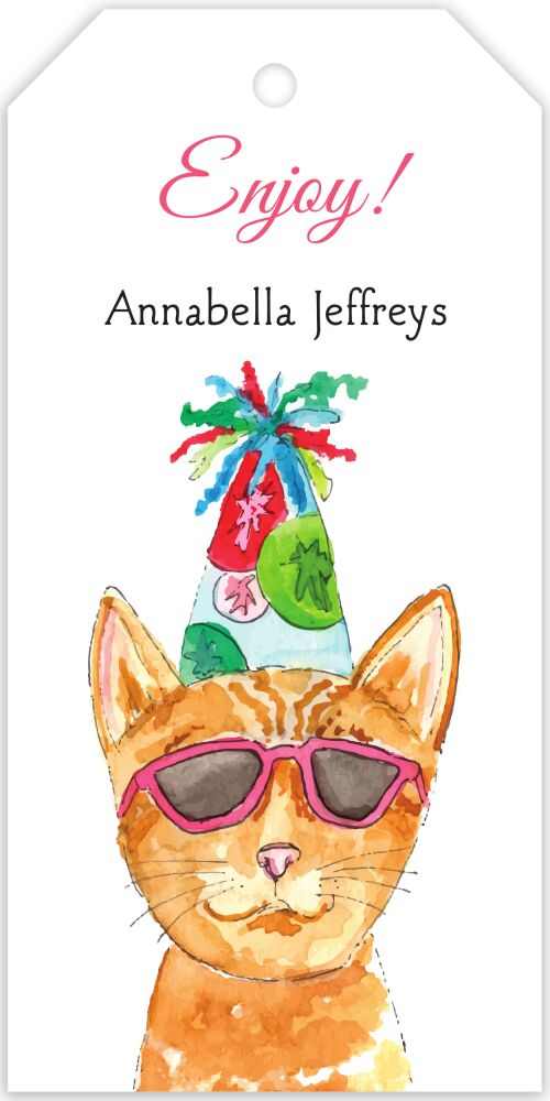 Party Cat Hanging Gift Tag