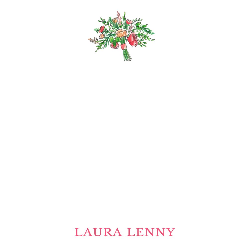 Coral and Blush Bouquet Square Notepad