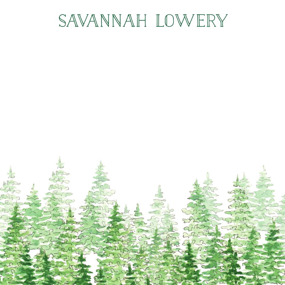 Watercolor Evergreen Trees Square Notepad