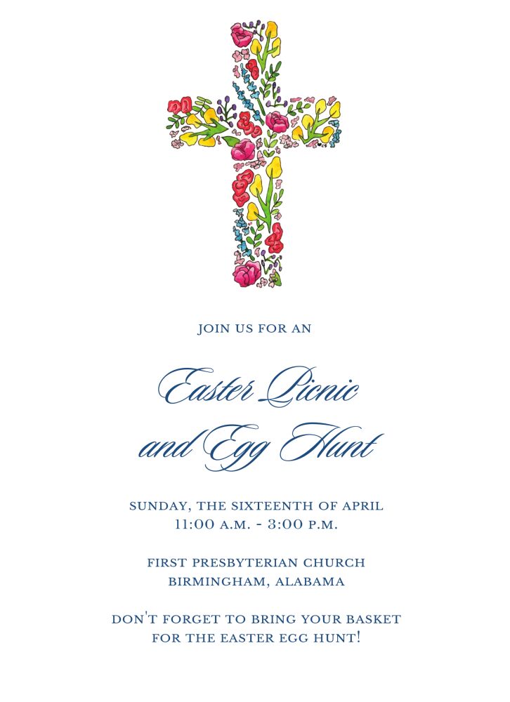 Floral Cross Invitation