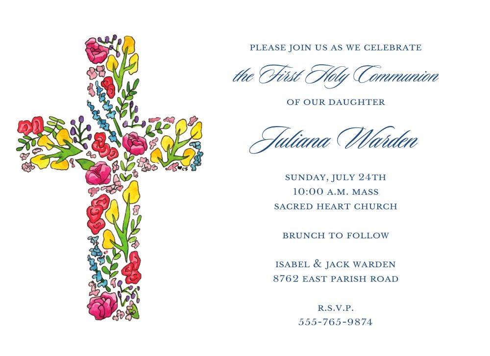 Floral Cross Invitation