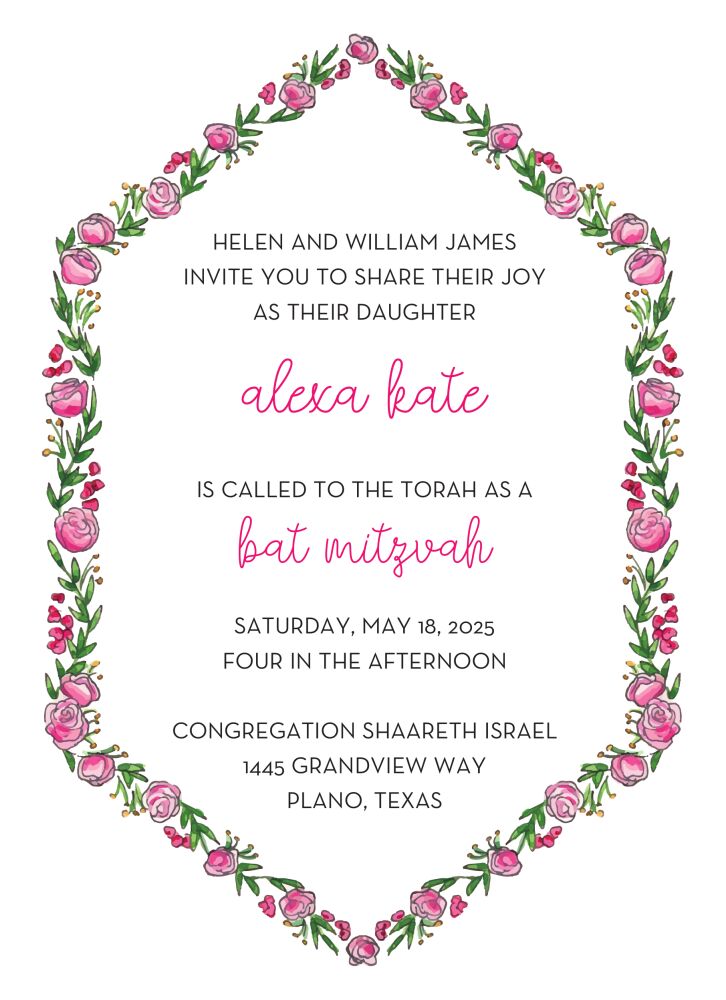 Spring Floral Hexagon Invitation