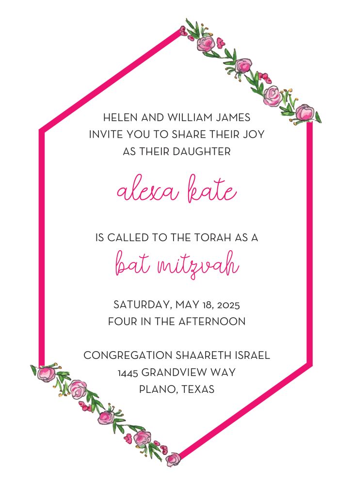 Spring Floral Hexagon Invitation