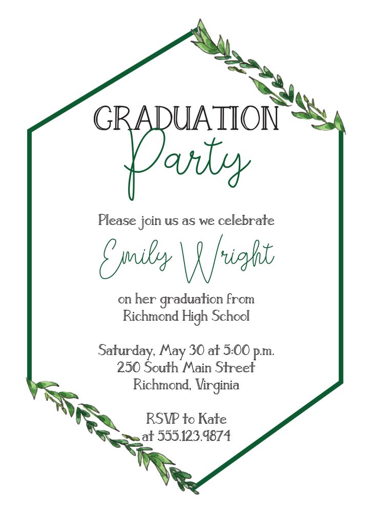 Greenery Hexagon Invitation
