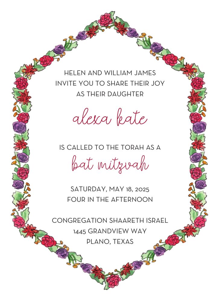 Fall Floral Hexagon Invitation
