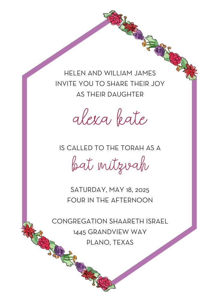 Fall Floral Hexagon Invitation
