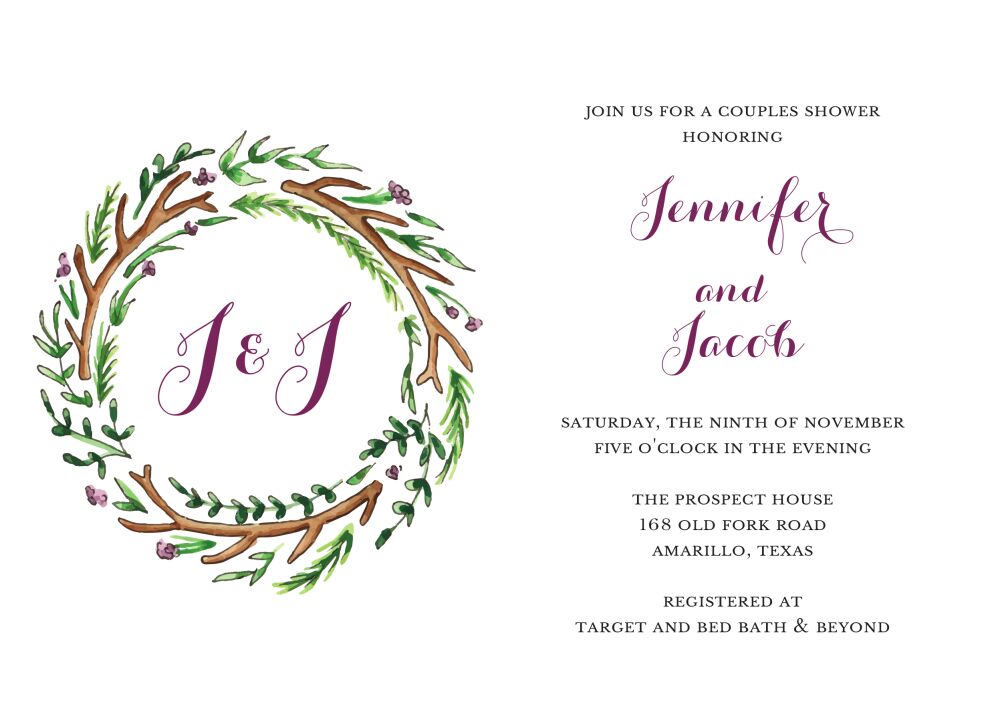 Antler Wreath Invitation