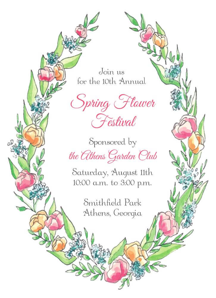 Open Floral Wreath  Invitation