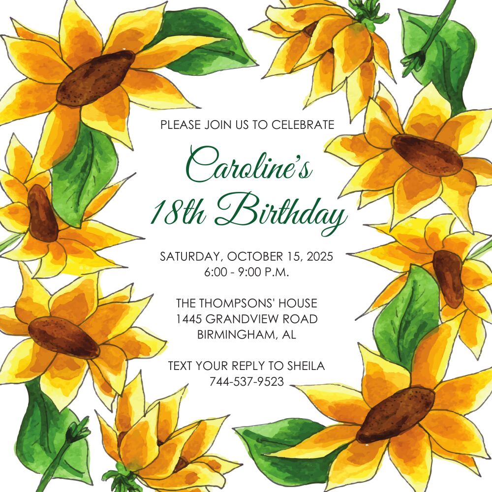 Sunflowers Invitation