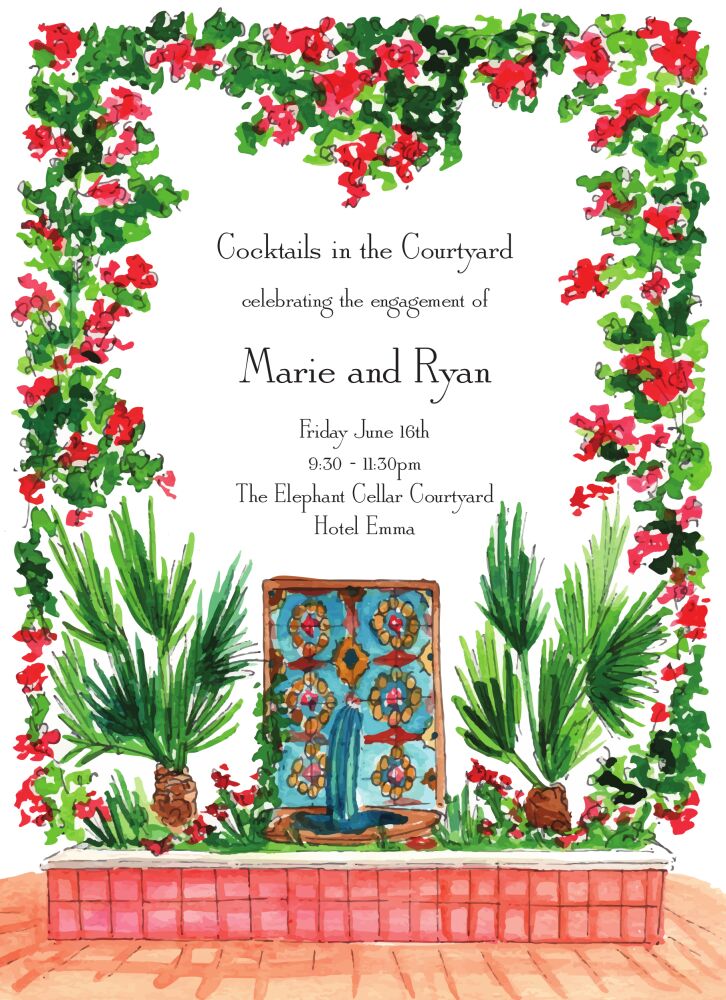 Mediterranean Fountain Invitation