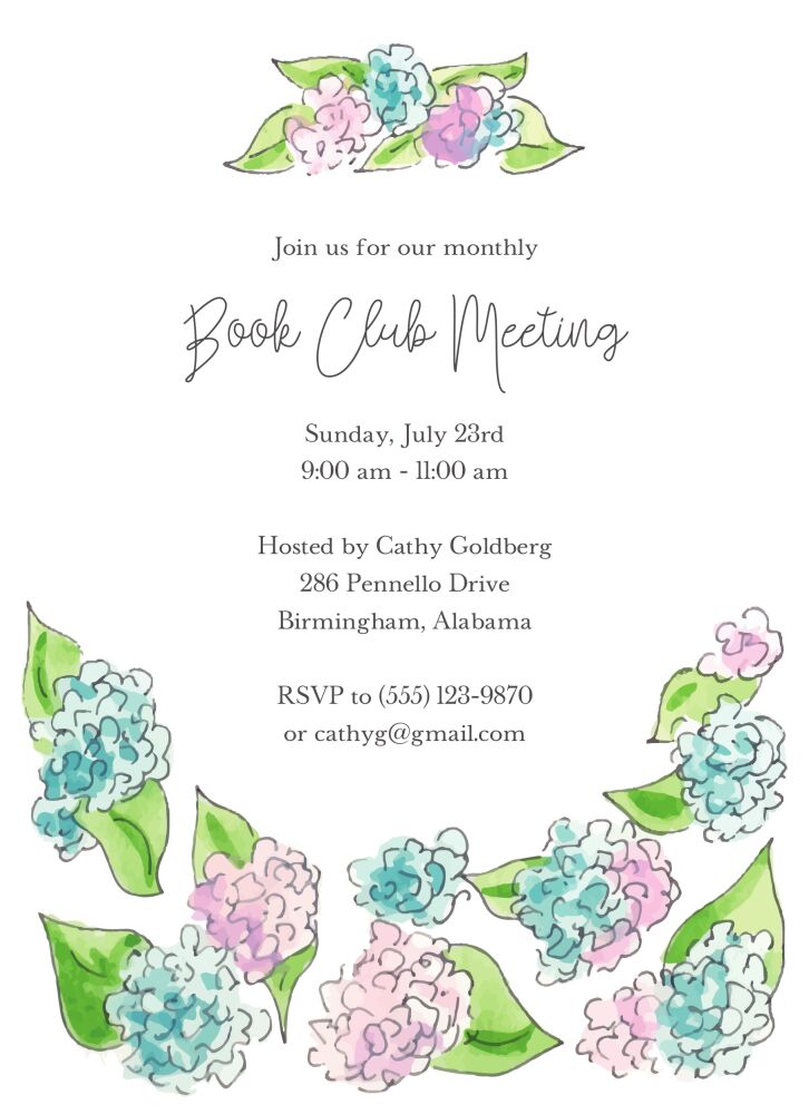Hydrangeas Invitation