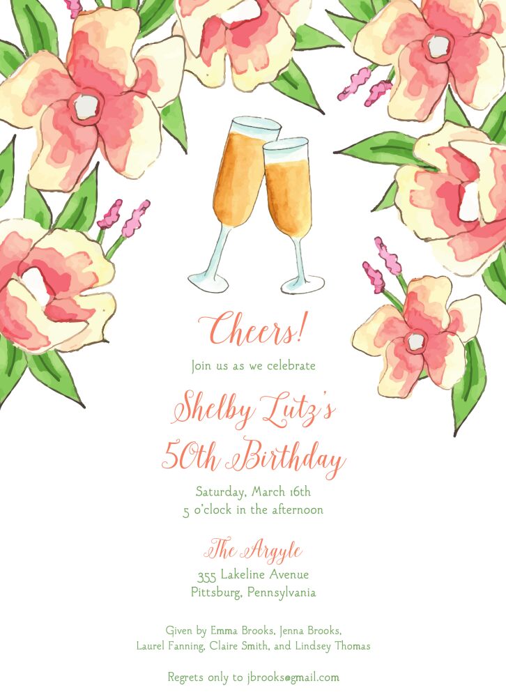 Champagne Florals Invitation