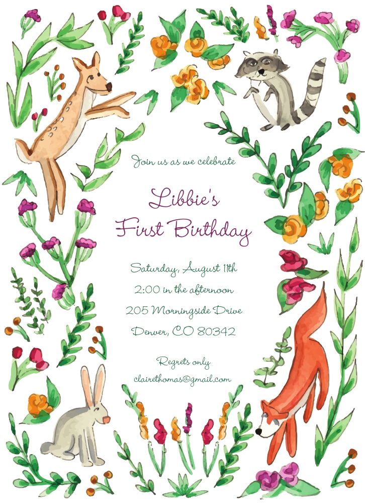 Woodland Animals Invitation