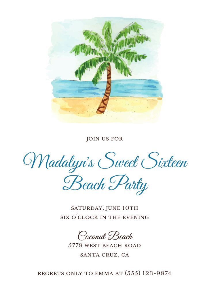 By the Beach Palm Invitation
