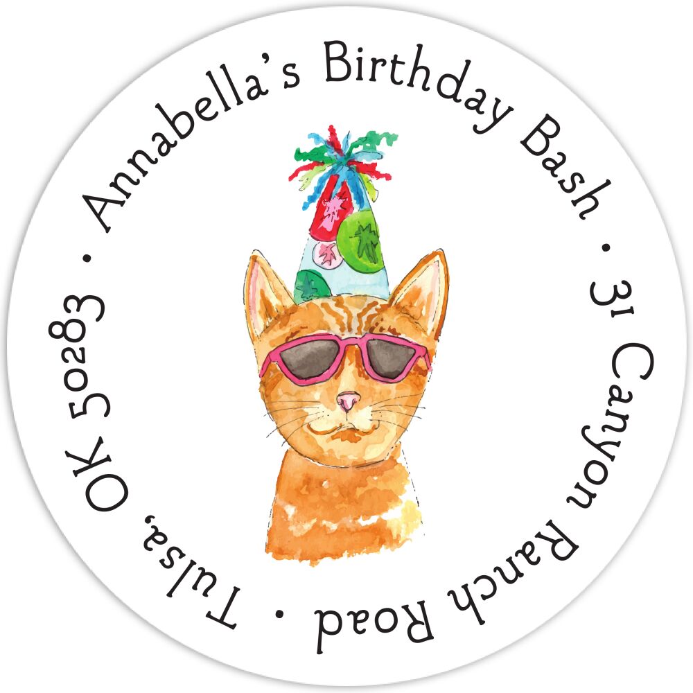 Party Cat Return Address Label