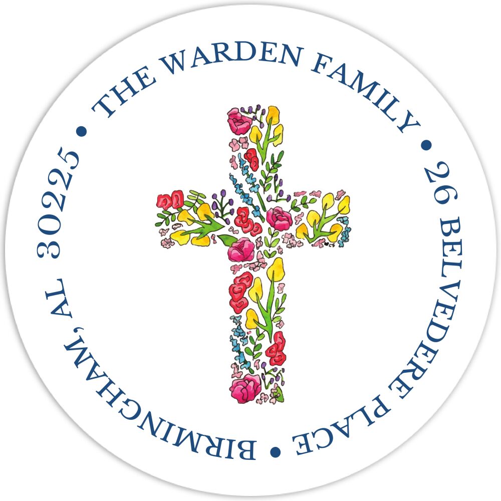 Floral Cross Return Address Label
