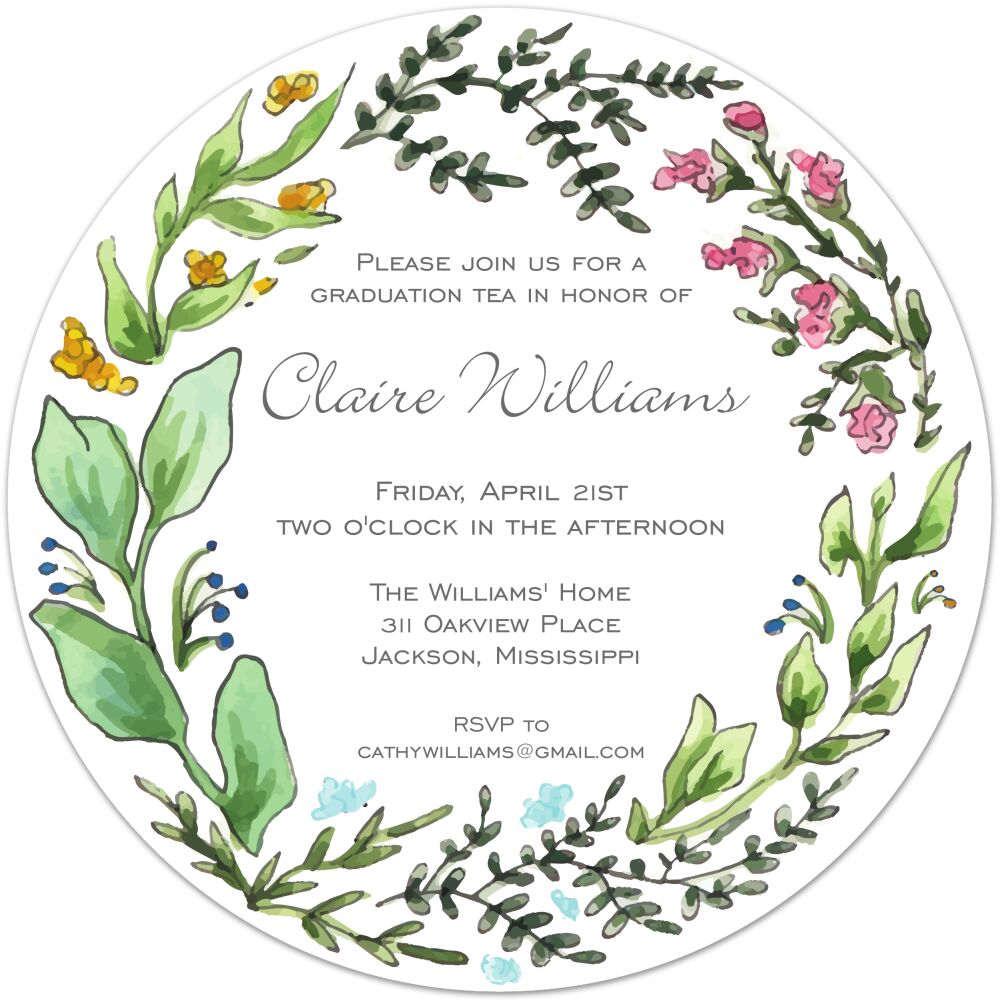 Seasons Wreath Round Invitation 