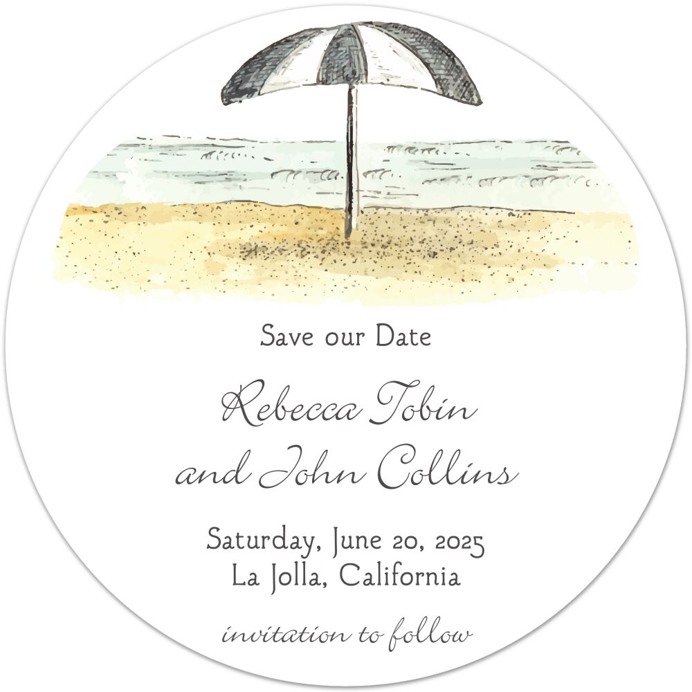 Beach Scene Round Invitation