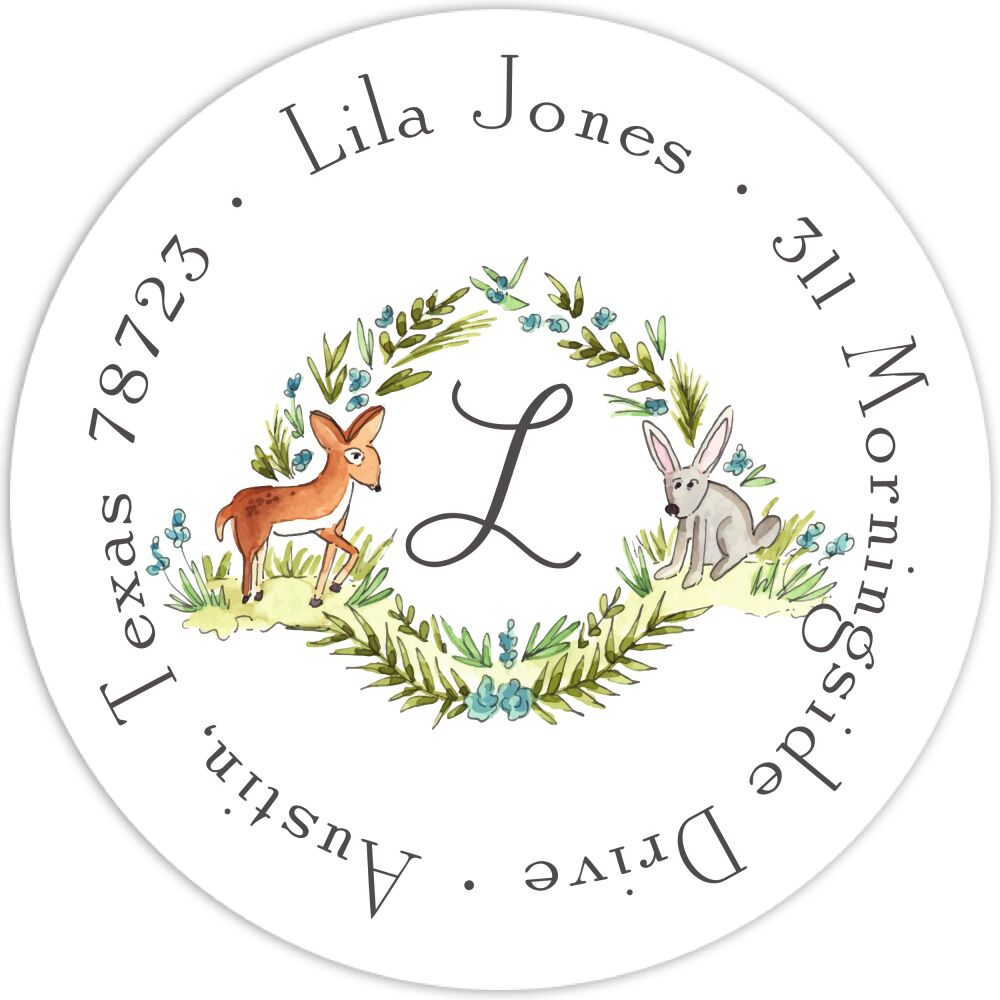 Woodland Wreath Return Address Label
