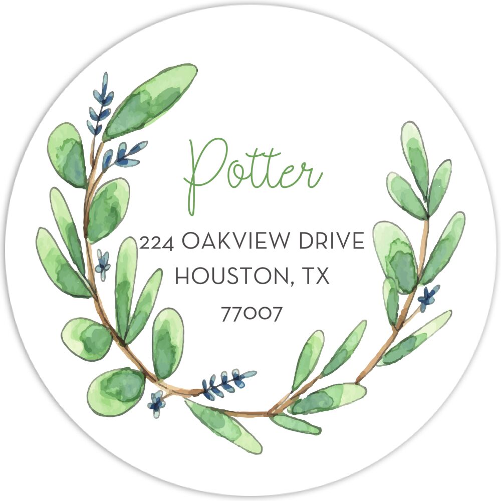 Eucalyptus Wreath Return Address Label