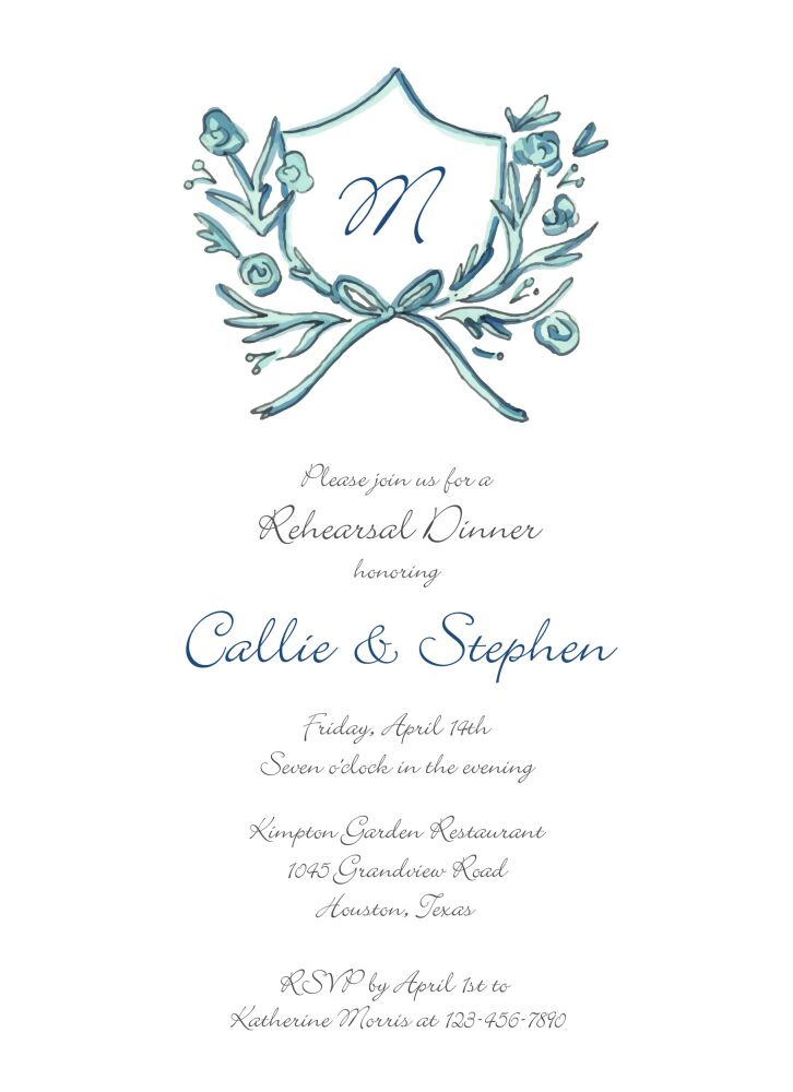 Blue Petite Crest Invitation