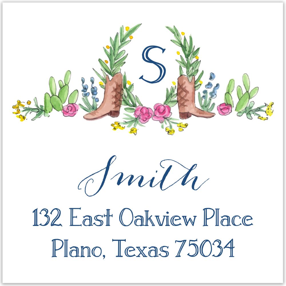 Boots, Cactus and Greenery Return Address Label